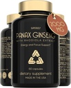 Panax Ginseng és Rhodiola Rosea 2000mg - Koreai Ginseng High Strength 60 kapszula - Herbal kiegészítés férfiaknak és nőknek - Energy Complex Ginseng Root kivonat standardizált 7% Ginsenoside - US Made
