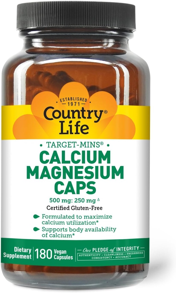 País Life-Mins Calci Magnesium complex - 1000mg Calci, 500mg Magnesi, Guten-Free for Bone Health