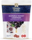 Manuka Health Manuka Honeyגרון Lozenges - Blackcurrant Flavored Lozenges, 58-Count - Cough Drops infused with Raw Manuka Honey & ויטמין C for Immune Support