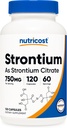 Nutricost Strontium Capsules 750mg, 120 Capsules - Vegetar, Non- GMO, Gluten Free