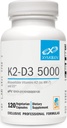 XYMOGEN K2-D3 5000 - Vitamin D3 K2 - Bio available Vitamin D 5000 IU (Cholecalciferol) MK-7 - Kalp, Arterial, Bone Health + Immune Support Supplement (120 Capsules)