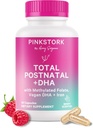 Stork Total de Penker Postnatales per a dones amb Vegan DHA, Iron, Fonte i Vitamina B12, Postpartum Recoverys, Daily suplementaris per a les mares que alimenten els pits - 1 centre de mes