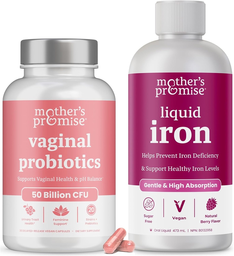 Obietnica matki płynne żelazo i vaginal Probiotics Bundle