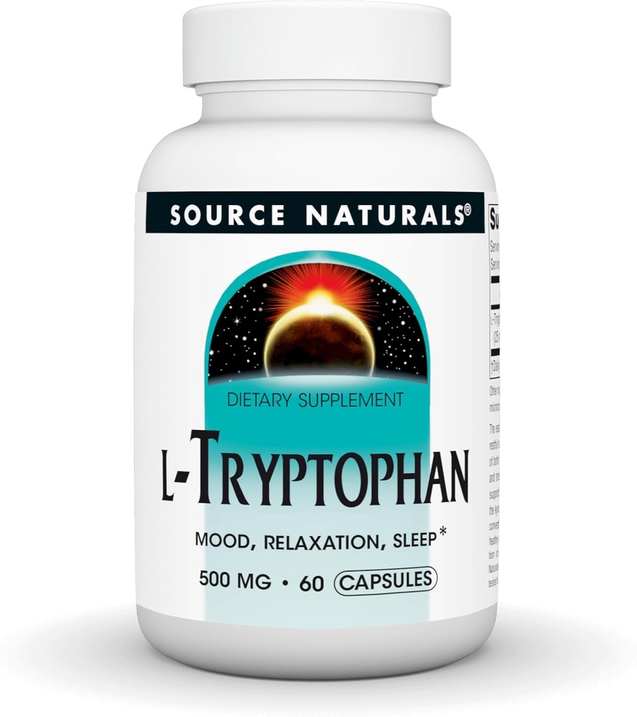 Sumber L- Tryptophan, untuk Mood, Relaxation, dan Sleep *, 500mg - 60 Kapsul