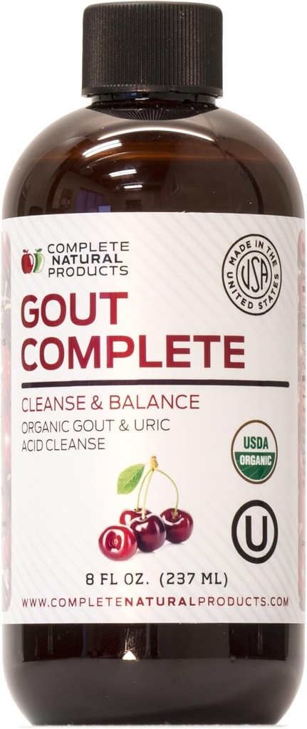 Complete Natural Products Uric Acid Complete - Suplemento Líquido de 8 onças para Suporte Limpeza de Ácido Urico, Saúde do Rim e Circulação com Apple Cider Vinagre, Tart Cherry, & Beet Root.