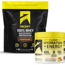 Ascent 100% Whey Protein Powder, Chocolate 4 lb & Hydration + Energy Electrolytes, Orange Mango 40 Servings