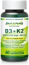 Vitamin D3 5000 i.e. + K2 MK-7 100mcg – podpora kosti, srca in imunskega sistema, enostavno pogoltniti, 60 kapsul