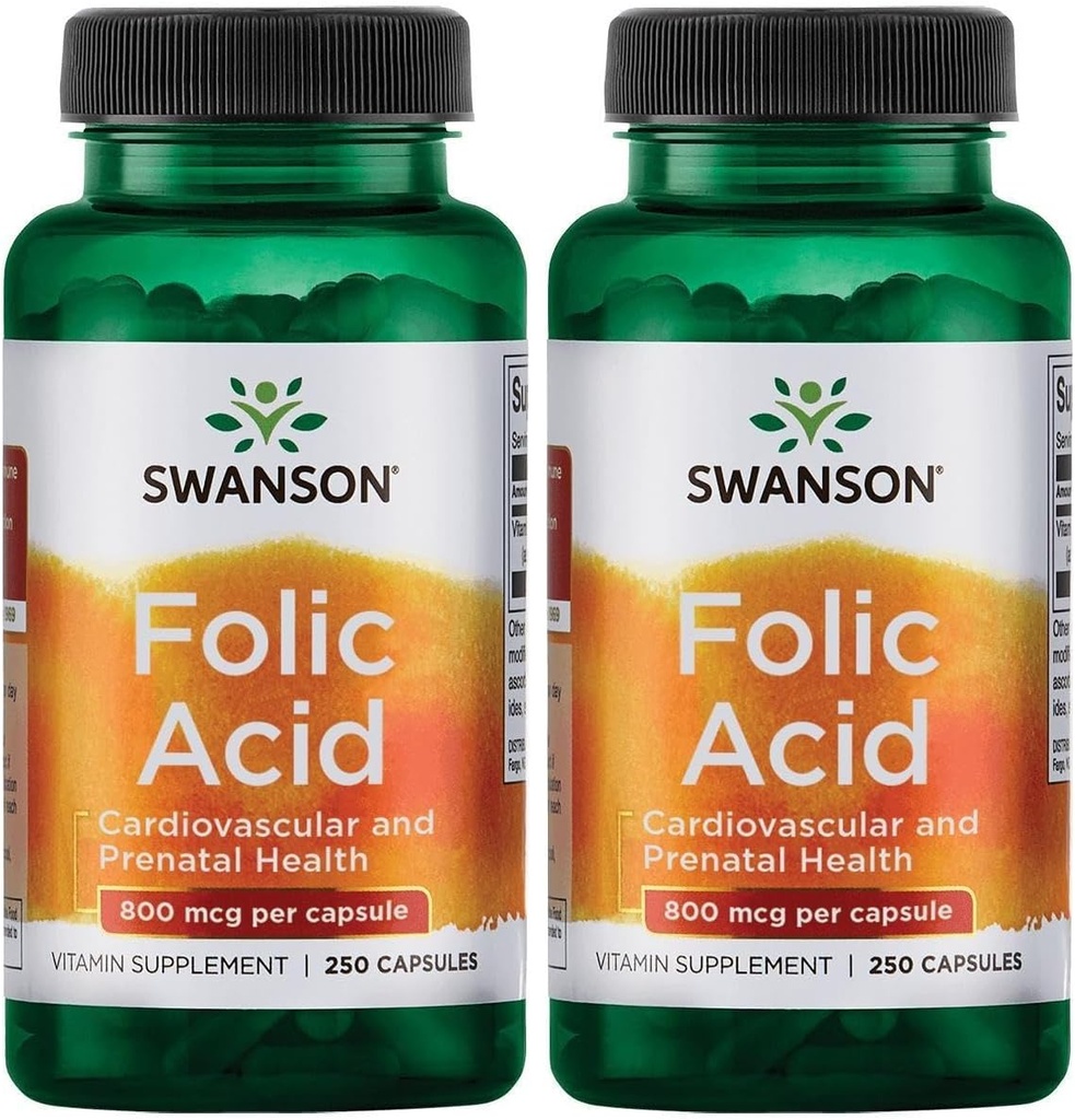 Swanson Folic Acid 800 µg (1335 mikrogramm Dfe Folate) 250 kapszula (2 csomag)