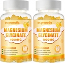 Magnesium Glycinate Gummies 1000mg - Sugar Free Magnesium Potassium Supplement med vitamin D, B6, Q10 för Calm Mood & Sleep Support - 120 Orange Gummies 2 Pack