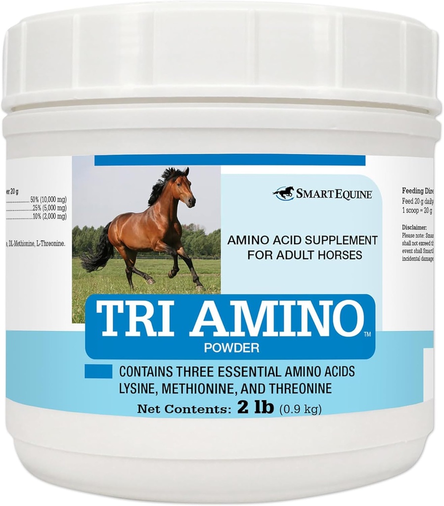 SmartEquine Tri Amino | Lüsiini Hobuste Täiendus Metioniini Ja Trooniini Tugevate Lihaste | Tervislik Topline | Abi Valgu Tootmisel | 2 LB