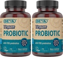 FOS Prebiotics 보충교재를 가진 DEVA Vegan Probiotic - 남자 & 여자를 위한 서빙 당 Prebiotics의 100 MG를 가진 2억 CFU - 비 건조한 글루텐 자유로운 - 자연적으로 선반 안정 - 90 캡슐 (포장 2)