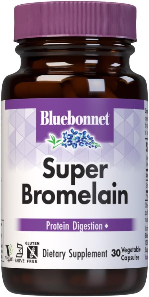BlueBonnet 슈퍼 Bromelain 채식 캡슐, 파인애플, 500 mg, 30 조사