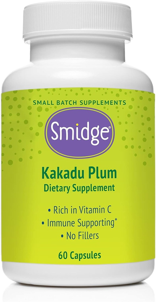 Smidge® Kakadu Plum Capsules, 60 ct. Pure, Non-GMO Vitamin C from Australian Kakadu Plum. No Fillers, No Ascorbic Acid