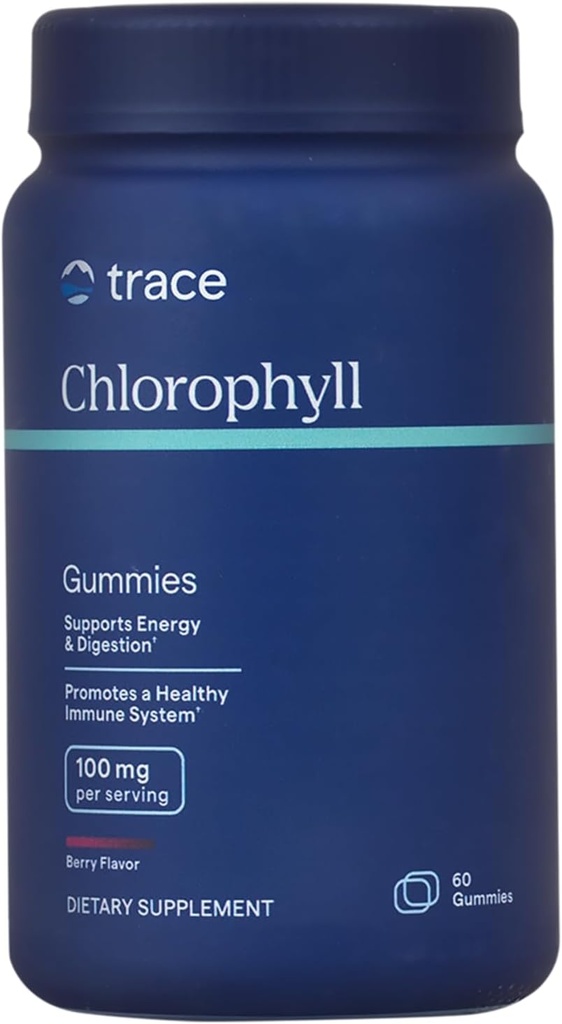 Trace Minerals Chlorophyll Gummies, 100mg - Apoia unha dixestión saudable, inmunidade e saúde da pel - Natural Energy & Cell Function Formula con máxima absorción - Berry Flavor, 60 Gummies (30 porcións)
