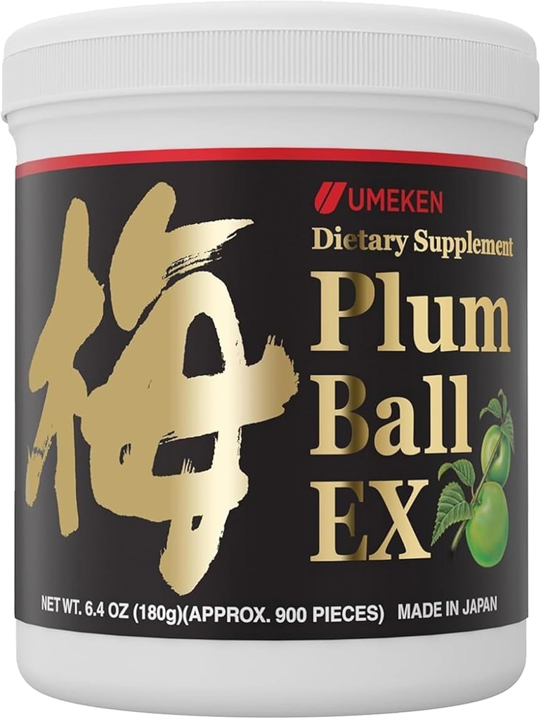 Umeken Plum Ball EX, Concentrated Extract with Antioxidants, Citric Acid and Mumefural, Daily Supplement, Japanese Green Plum Extract, 3 Month Supply, 6.4oz, 180g Bottle, Pack of 1