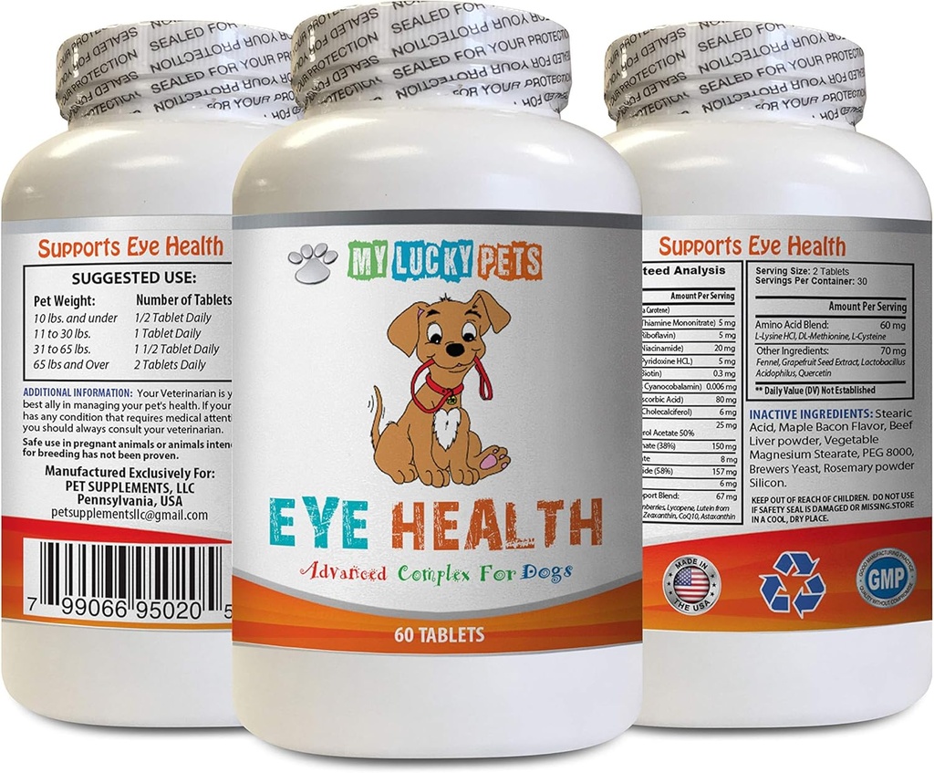 Dog Immune Booster - Dog Y tế - Công thức nâng cao có lợi cho thị giác - Tiền tệ Hỗ trợ - Chó cho da và coat - 1 chai (60 Điều trị)