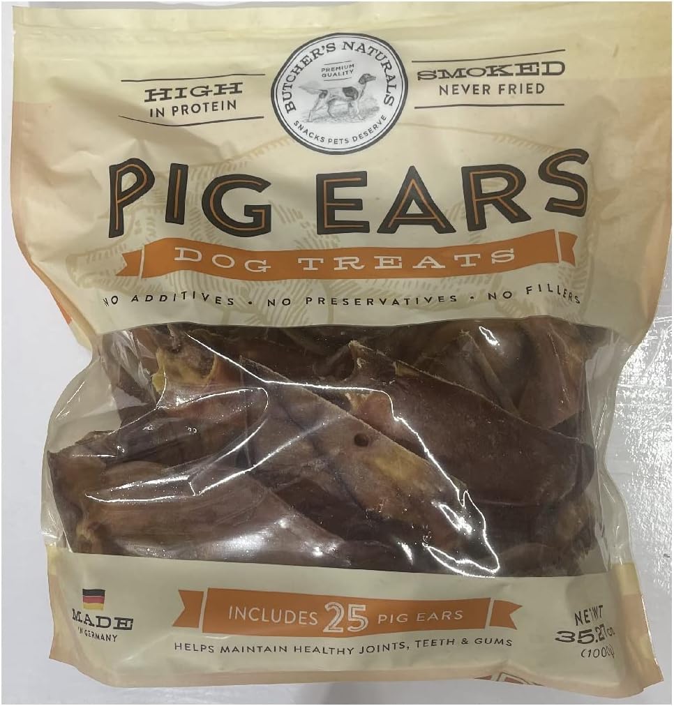 Butcher's Naturals Dog Treat Pig Ear Smoked Never Fried No Fillers No 첨가제 없음 옥수수 없음 콩 (35.27 OZ)