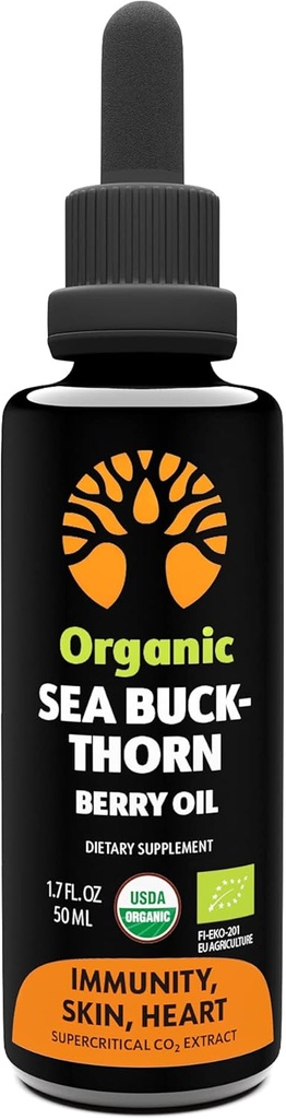 Organic Sea Buckthorn olio – 50 giorni di alimentazione – Omega 7 9 – Non OGM, Vegan