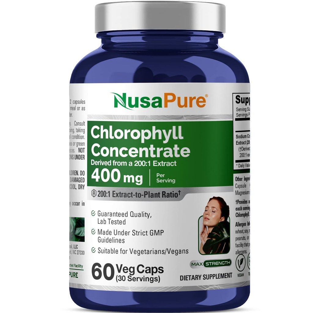 NusaPure Chlorophyll, 400 mg , 60 Veg Capsules (Non-GMO, Vegan)
