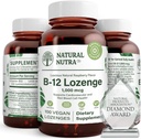 Natural Nutrataminada B12, ajuda a generar nivells d'energia, essencials per al sistema nerviós de salut, ajuda a millorar la salut & mental, suport als sistemes cardiovasculars, 100 Lozenges