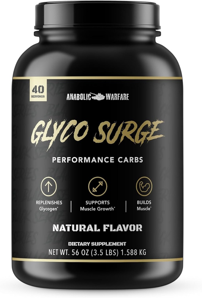 We Anabolic Warfare Glyco Surge Glycogen suplementari Carbs per tal d'ajudar el creixement de Len Muscle, Post workout Revery i fiurance * (Natural, 40 anys)