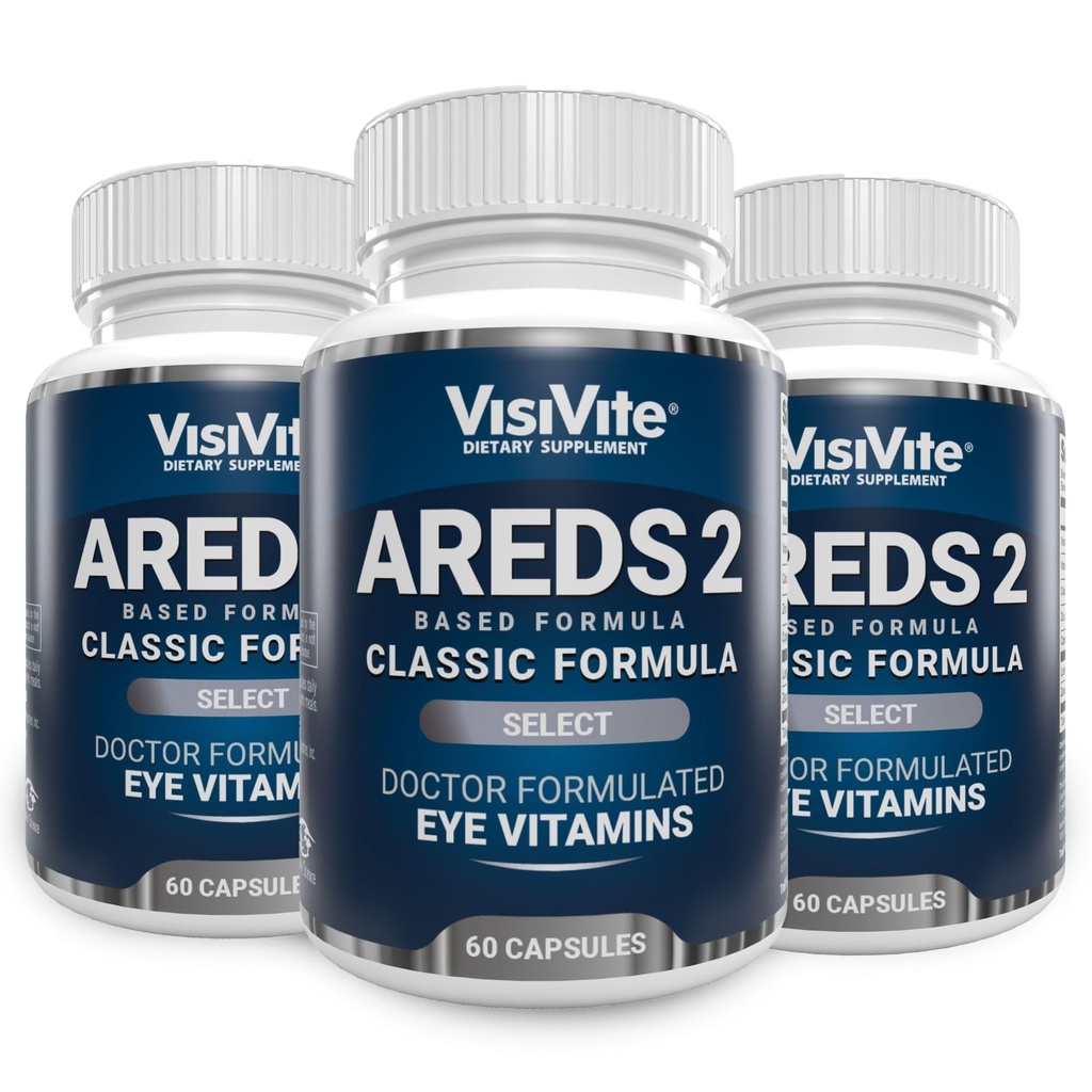 AREDS 2 Select Eye Vitamins for Macular Support - Vitamins for Eyes with Zeaxanthin Plus Lutein Macular Supplement - Premium Macular Health Formula - Eye Supplements - 60 Capsules - (Pack of 3)