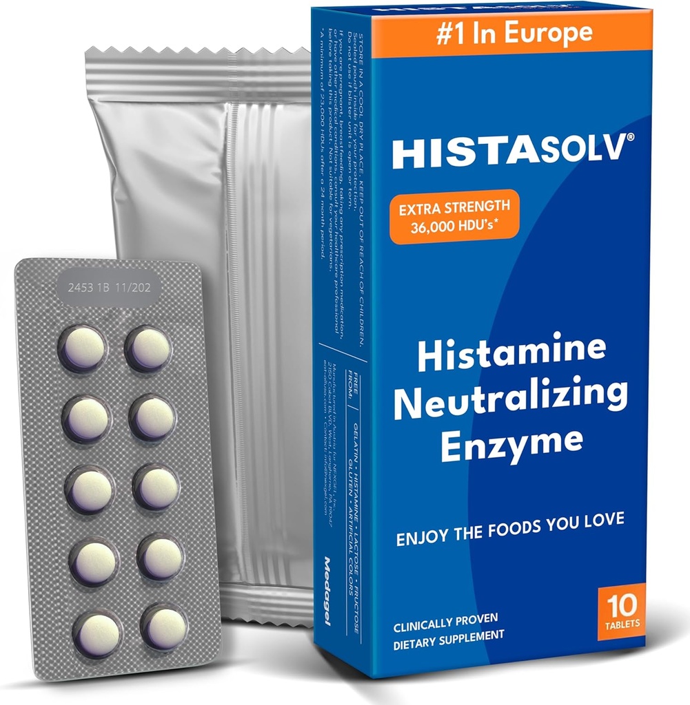 VISTAsolv Extra sila DAO Enzyme Supplement for Histamín Food Intolerance - Eases Digestive Discomfort - Patented Tech - Made in Austria - 10 Pack
