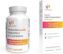 vH essencial Probióticos com Prebióticos e Cranberry Feminine Health Supplement - 120 Cápsulas (544-36) & Prebiótico PH Balanced Vaginal SupositorysBox, Versão original, 15 Contagem