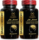 Brain Memory Support - Brain Function and Alertness, Boosts Cognitive Performance & Brain Function, Focus and Concentration, Memory Enhancement - 2 Bottles 60 Capsule