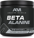 שריר מדהים Beta-Alanine אבקת תוסף | 1600 Mg | Unflavored | 500 G (1.1 LB) | 312 משרתים | Non-GMO | Made in USA