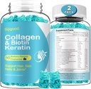 2 Pack Biotin Gummies Collagen, Keratiini, Hyaluronihappo, Vitamiini iholle, hiusten kasvua, kynnet, Naiset Miehet Aikuiset Lapset - Mustikka maku, 120 Gummy