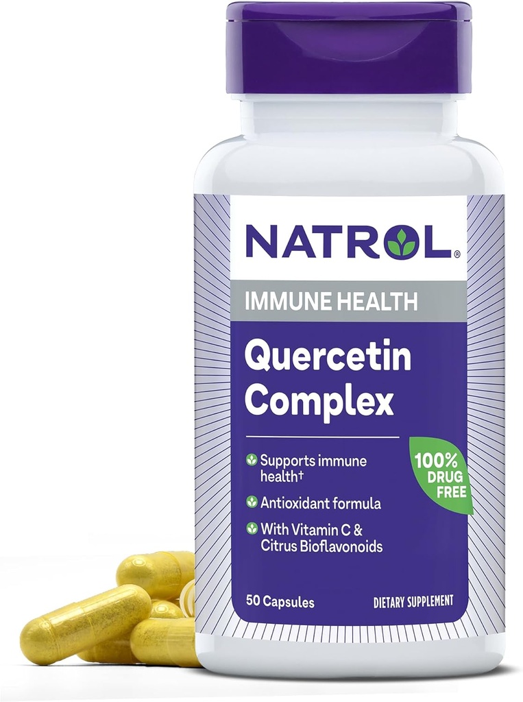 Natrol Quercetin Complex, toidulisand immuunsüsteemi tervisele, kvertsetiin toidulisandeid C-vitamiini ja tsitruseliste bioflavonoidid, 50 kapslit, kuni 25 päeva pakkumise