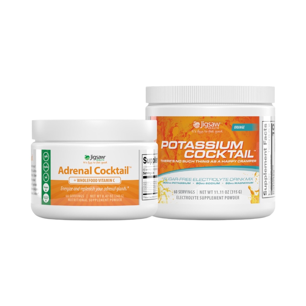 Jigsaw Health Bundle | Adrenal Cocktail, 60 Servings (Jar), and Potassium Cocktail (Orange), 60 Servings (Jar)