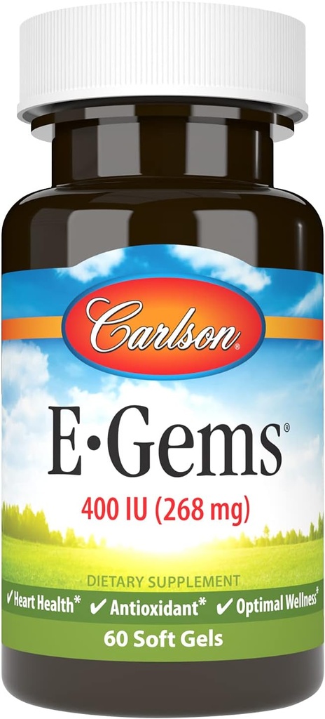 Carlson Labs E-Gems tự nhiên E, 400 IU, 60 Softgels