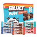 BUILT Bar Puff Protein Bars - Variety Pack - 15-17g Protein Snack Bars with Collagen - Calorie Conscious & Gluten Free - 12 Count, Variety May Vary