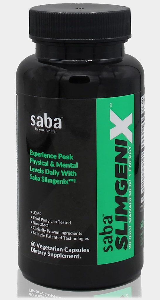 Saba SlimGenix -Energie, Gewichtsmanagement, Appetitkontrolle, Fokus, Fat Burner mit Branded, Patented & Clinical Proven Ingredients-60 Kapseln
