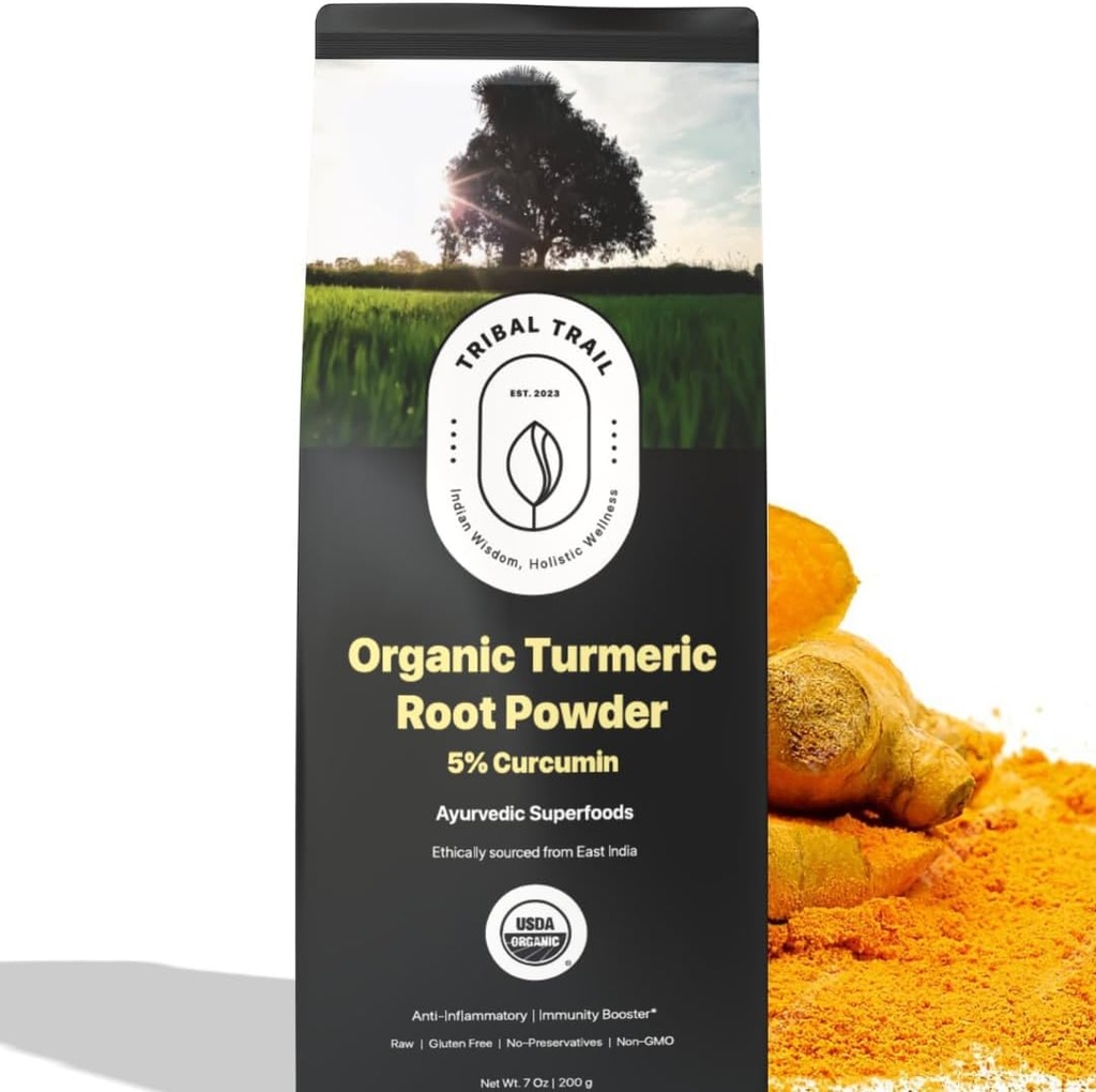 Organic Turmeric Powder - 7.05 oz - USDA Organic " Non-GMO - Turmeric Curcumin supplement from India - Lab Tested for Purity | Rich in Antioxidants