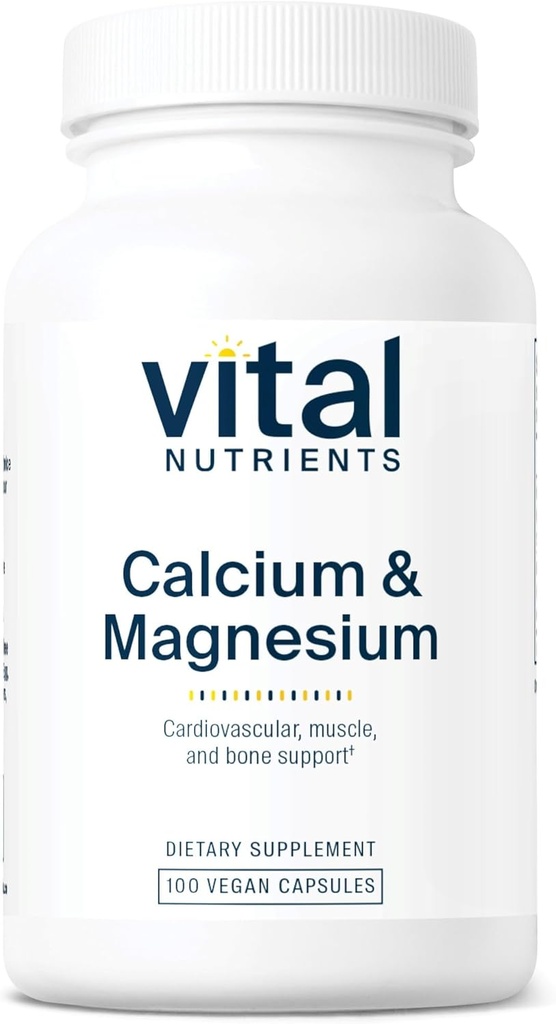 Vital Nutrients Calcium & Magnesium | Vegan Calcium Supplemento con Magnesio | Supporto Bone Forza, Muscolo e Cuore Salute* | Glutine, Latticini, Soy Free | Non-GMO | 100 Capsule