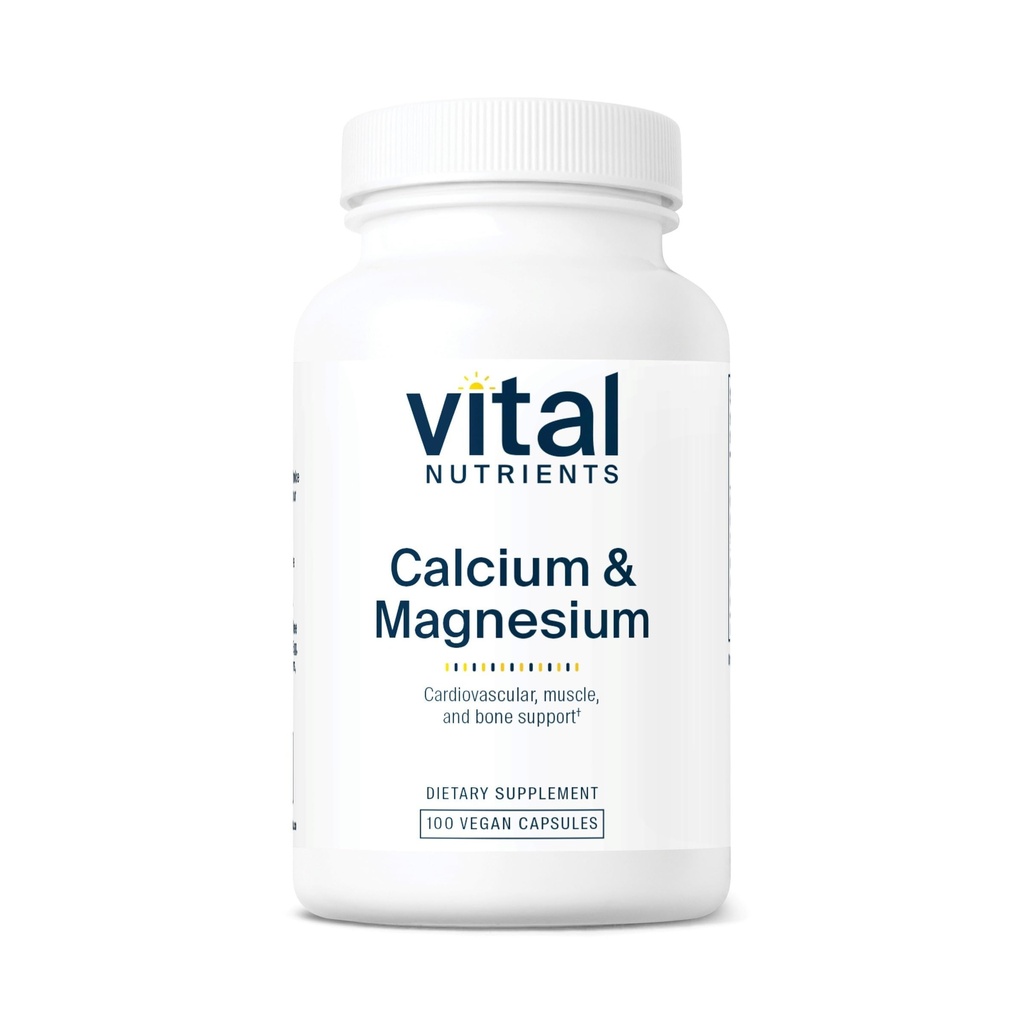 Vital Nutrients Calcium & Magnesium - Vegan Calcium Supplement with Magnesium - Support Bone Strength, Muscle, and Heart Health - Gluten, Dairy, Soy Free - Non-GMO - 100 Capsules