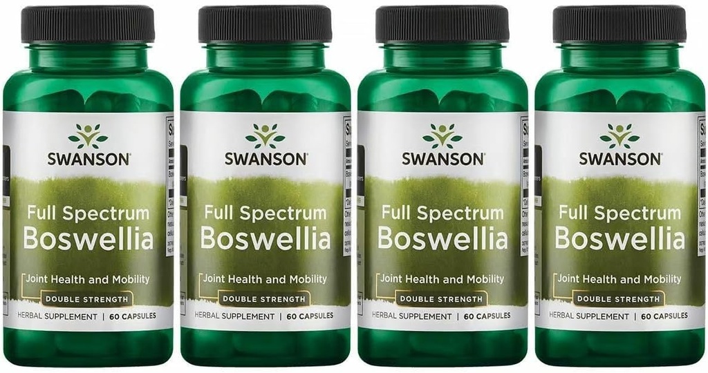 Swanson Double Strength Boswellia-Herbal Supplement Promoting Joint Support-Ayurvedic Herb for Joint Flexibility & Mobility Support-Made w/Boswellia Serrata Resin-(60 Capsules, 800mg Each) 4 Pack