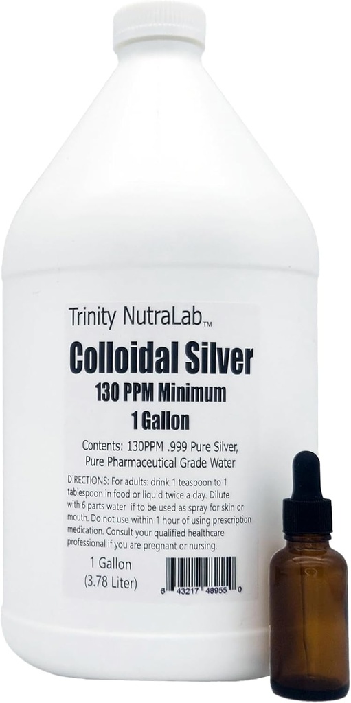 130PPM Colloidal Silver (1 Gallon). Sertifikalı Lab Test Edildi, 100% Pure & Natural. Hiçbir şey eklendi.