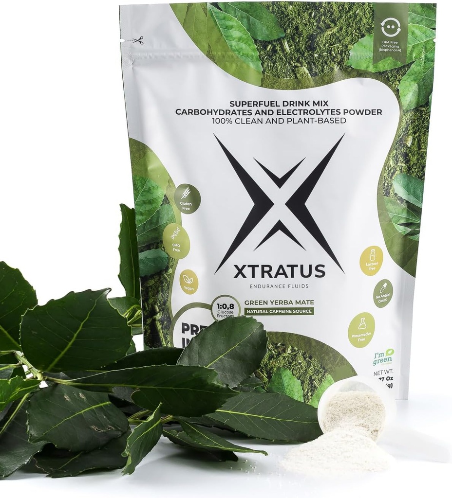 Green Mate (Caffeine) - Sports Energy Drink with carbohydrates and Electrolytes. Natural Source of Caffeine. Pre and Intra Training 100% Natural. 35,27Oz.