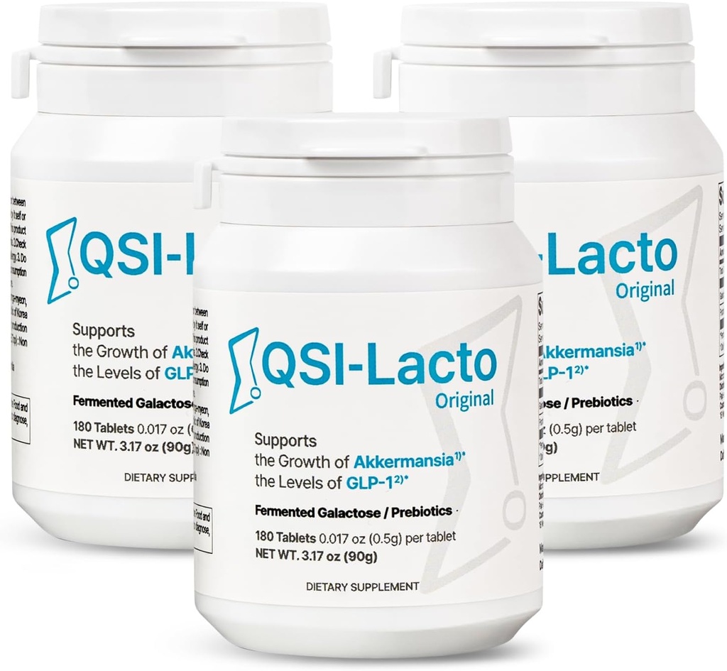 QSI-Lacto Original 3 Packs, Natural GLP-1 Appetite Suppressant för viktminskning, Akkermansia Prebiotics, Tredjepartstestade, 270 portioner