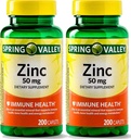 La Vall de Spring - Zinc 50 mg, 200 Ct 2 Pack Zinc complement per la vall de la primavera, és palable per a Daily Inake.
