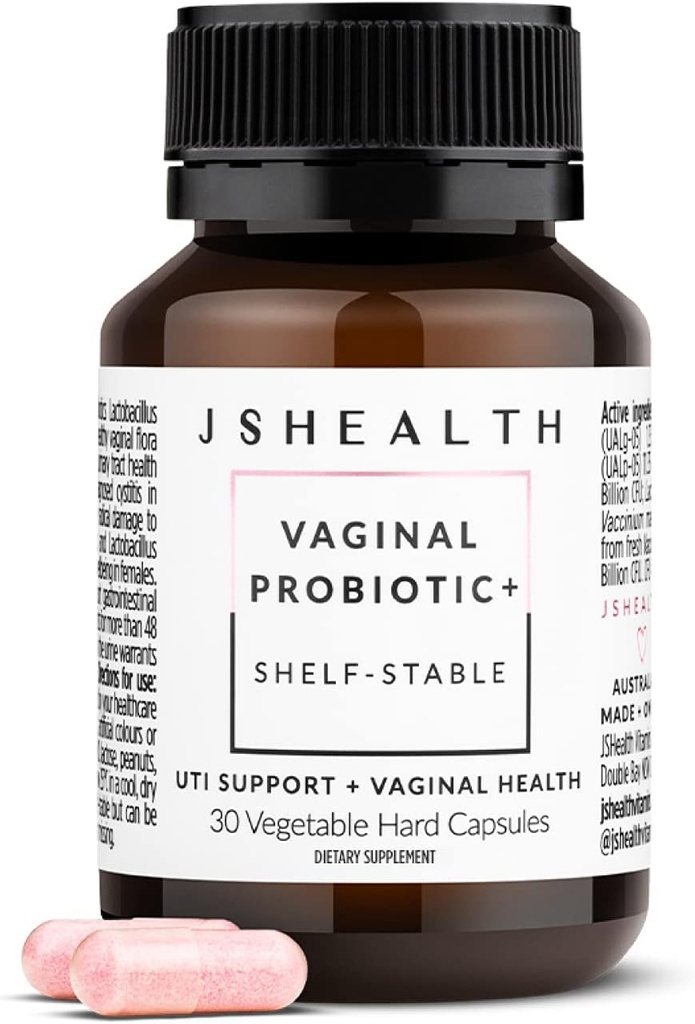 JSHealth Vitaminas Vaginal Probiótico Suplemento - Suporta Saúde Urinária e Vaginal – Prateleira Estável Tratamento Infecção de Levedura para Mulheres (30 Cápsulas)