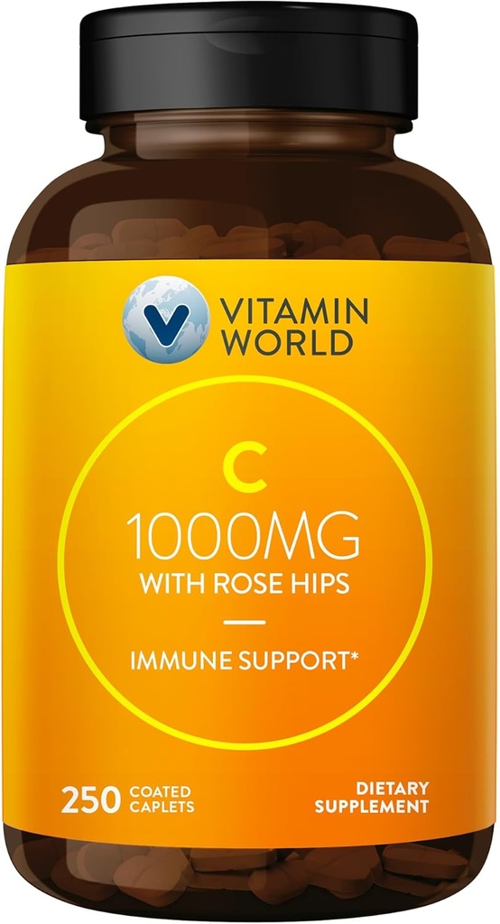 Witamina World C- 1000 mg z bioflawonoidami i Wild Rose HIPS Witamina C 250 Kaplety powlekane