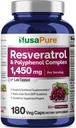 NusaPure Resveratrol & Polyphenol Complex 1450mg 180 채식 모자 (비 GMO, 채식주의자) 비타민 C