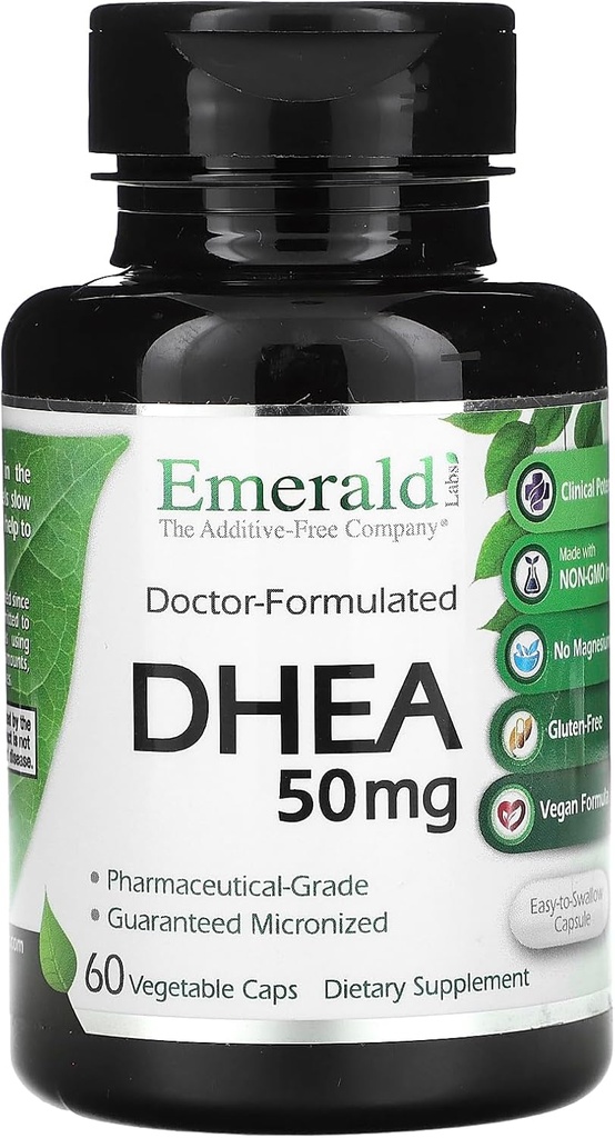 Emerald Labs DHEA 50mg - Adrenal Support Supplement för att hjälpa Hormone Balance * - Glutenfri - 60 Vegetabiliska kapslar (60-dagars leverans)