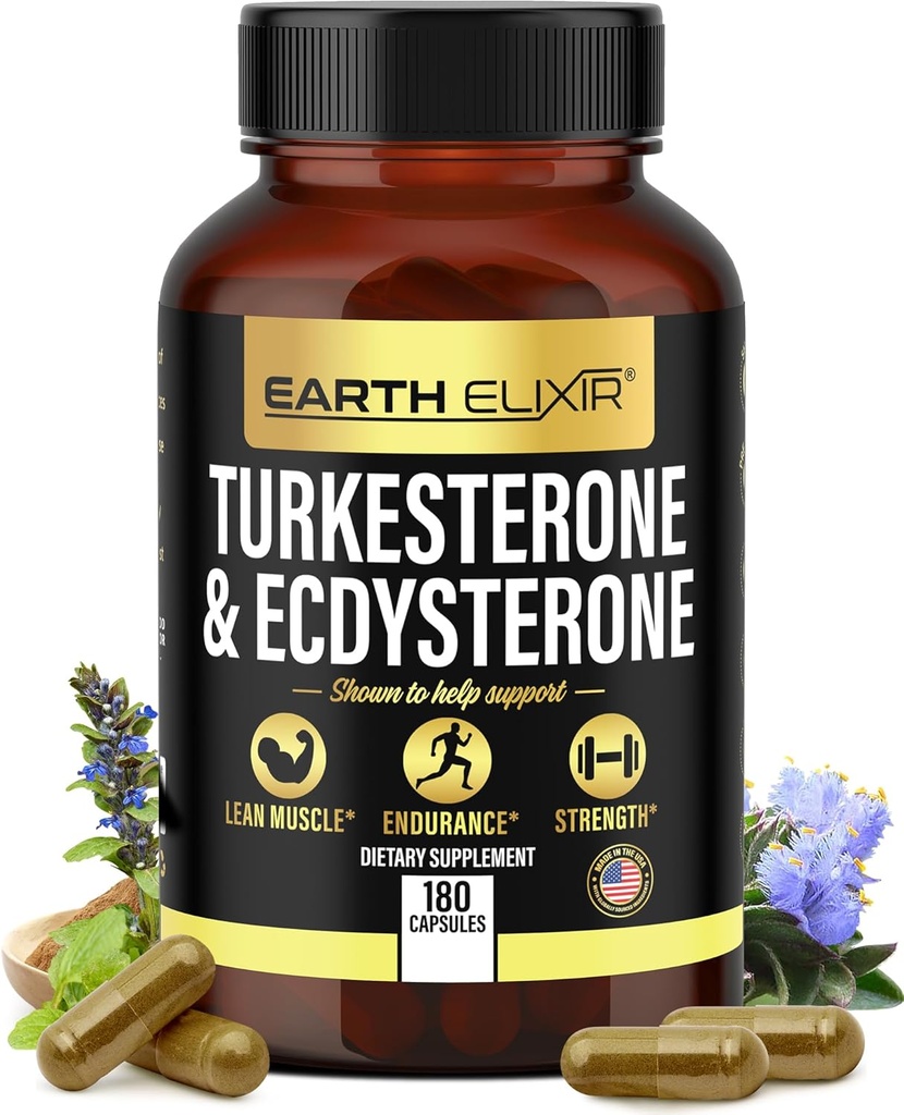 Turkesterone & Ecdysterone – Supporto di testosterone naturale, supplemento di 2-in-1 ad alta potenza per uomini e donne con 95% Beta Ecdysterone - Forza, energia e vitalità – 180 capsule