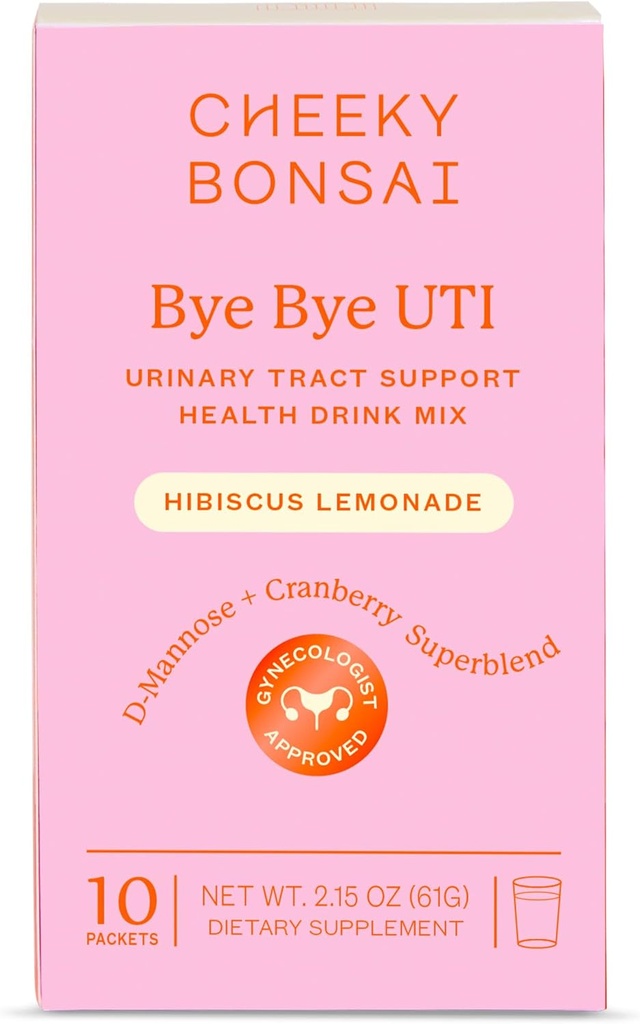 Cheeky Bonsai, Urinary Health Hydration Packets, Flush & Захищати Urinary Tract з D-Mannose, журавлини та електроліти, Hibiscus Lemonade Flavor (10 Packets) Ні Додано цукор, Vegan і Gluten-Free